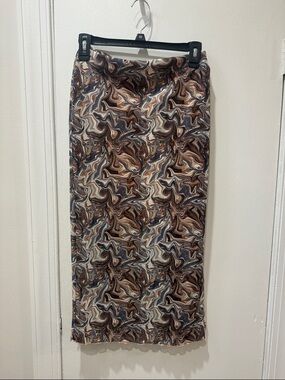 Forever 21 Marble-Pattern Midi Pencil Skirt in Brown, Cream, Gray, and Black